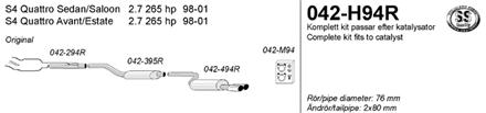 bild 3" avgassystem Audi S4 98-01 B5 i Rostfritt